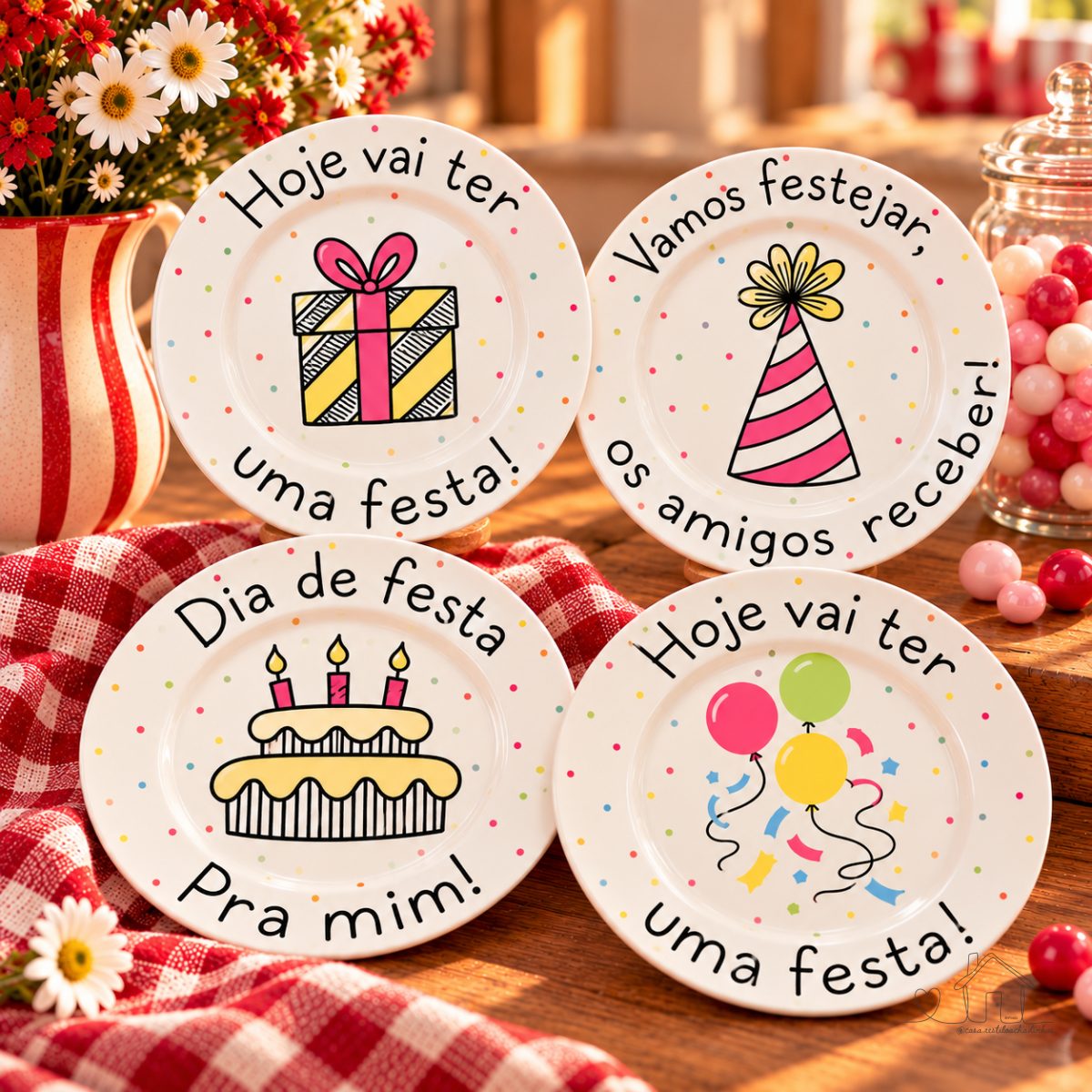 Pratos cerâmica para sua festa de aniversário Birthday - Unidade