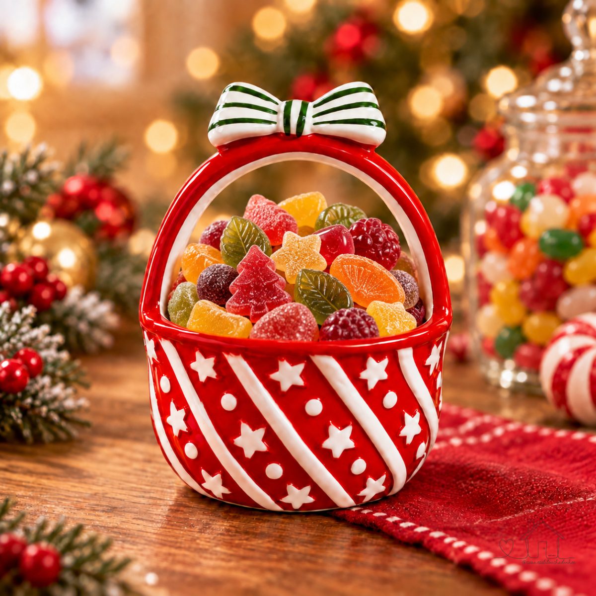 Bowl | Cestinha Natal de Porcelana Baleiro/Pote de Natal