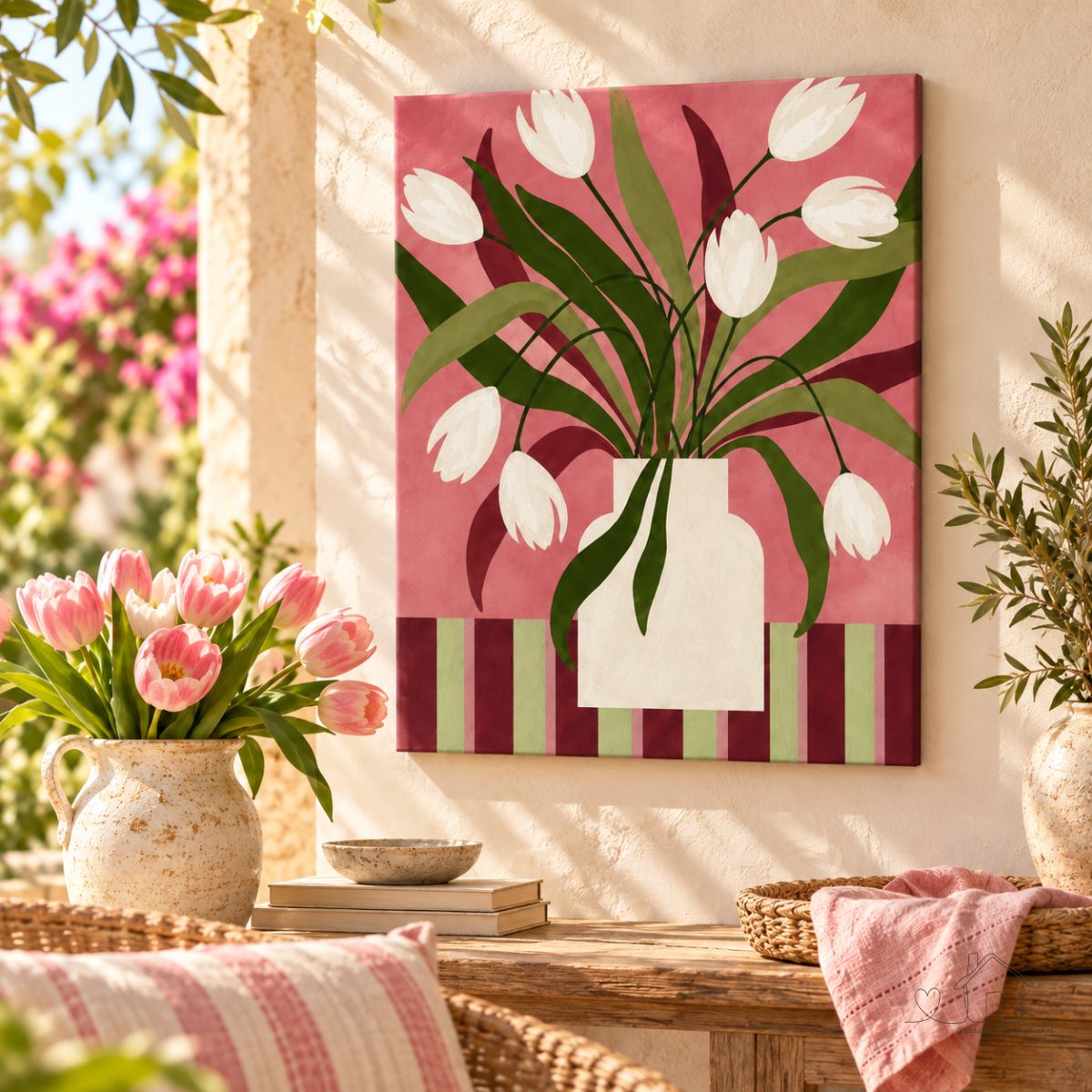 Quadro Decorativo Aquarela Rosa 60x90 Tela Canvas Grande Pronto para Pendurar