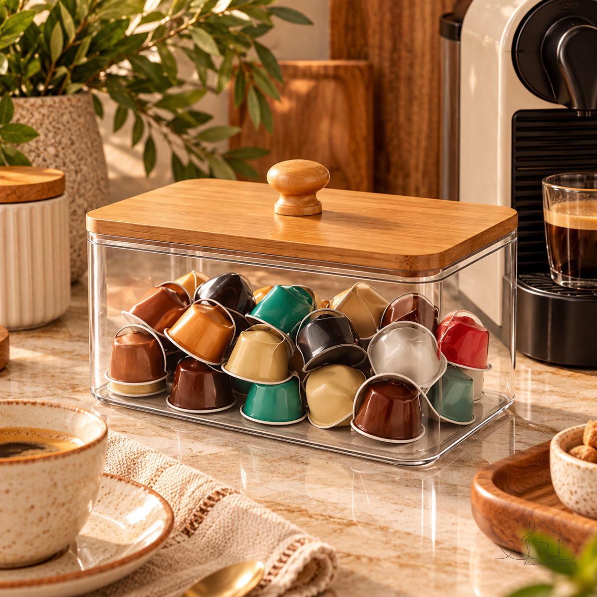 Porta Cápsulas Grande Multiuso Transparente Organizador Prático Resistente Ideal para Café e Diversos Itens do Dia a Dia