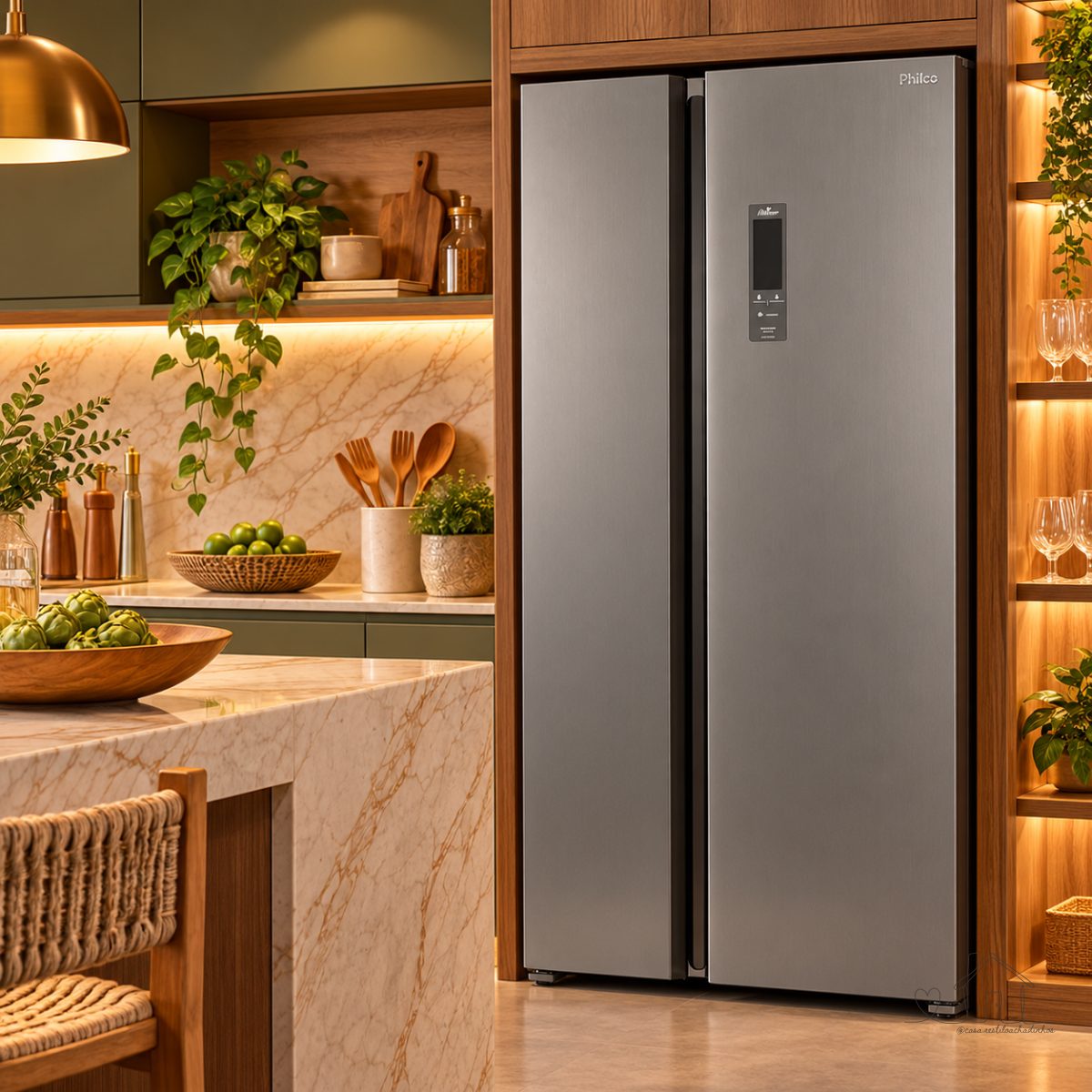 Geladeira 437L Philco Inverter Side by Side Inox