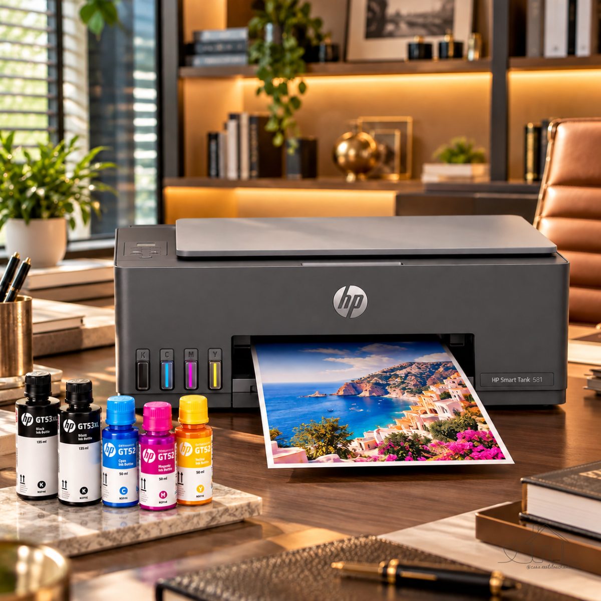 Impressora Multifuncional HP Smart Tank 581 Tanque de Tinta Colorida Wi-Fi, USB - Alta Economia -Copiadora e Scanner (4A8D5A)