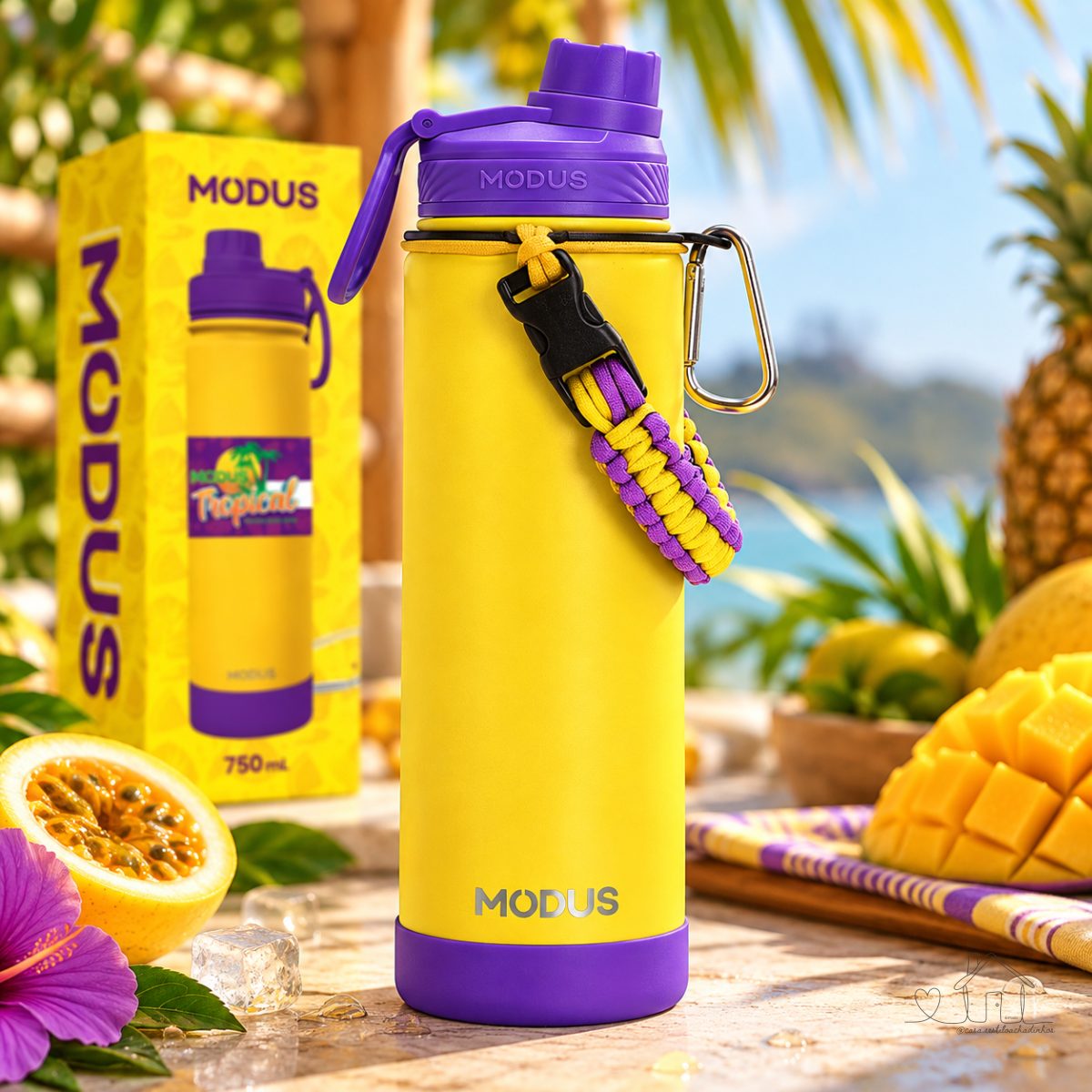 MODUS Garrafa Térmica Esportes De Aço Inoxidável 750ml Com Alça Paracord