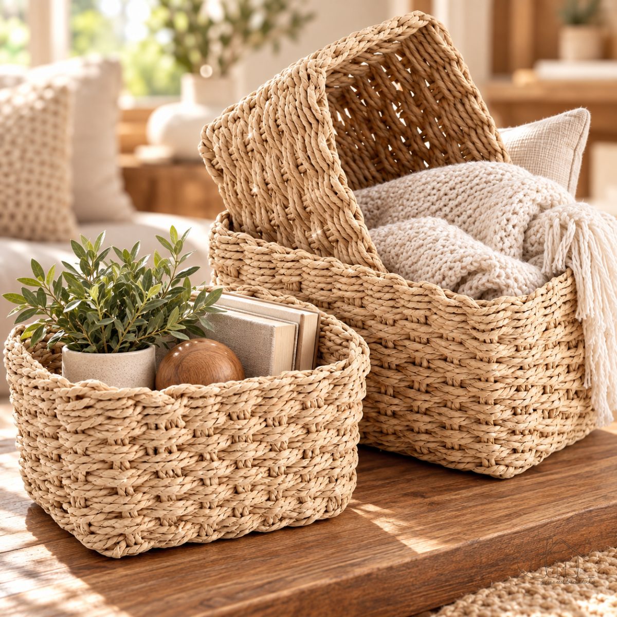 Kit 3 Cestos Organizadores Decorativos em Corda Natural Trançada Cestos Multiuso para Quarto Sala Banheiro e Decoração