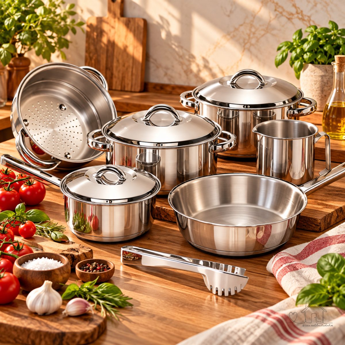 Jogo de Panelas Tramontina Aço Inox Solar 6 peças com Pegador de massa